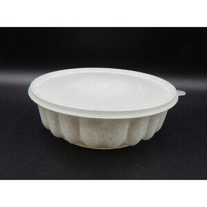 Tupperware Jello Mold Salad 3 Piece Speckled White 1202 With Lid